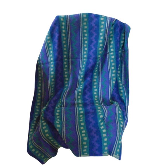 Mid-West Garment Co Wool Blend Blanket with storage bag 65x80 Green Purple Yel - Picture 1 of 6